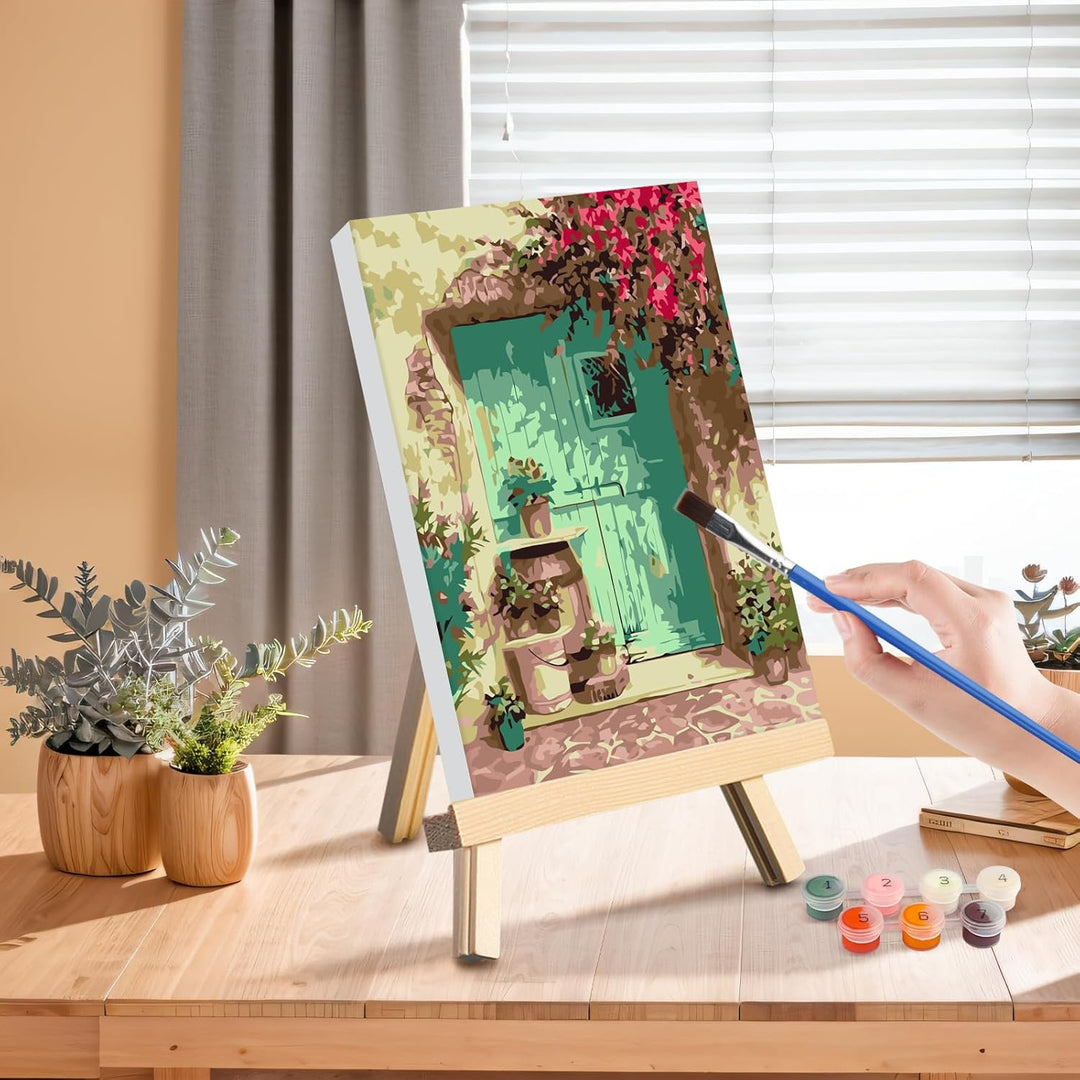 GHHKUD Malen Nach Zahlen Erwachsene, 4 Stück Malen Nach Zahlen Blumen Landschaft DIY Handgemalt Ölge