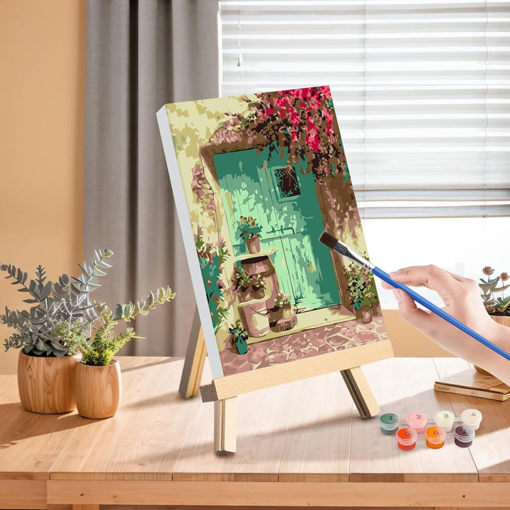 GHHKUD Malen Nach Zahlen Erwachsene, 4 Stück Malen Nach Zahlen Blumen Landschaft DIY Handgemalt Ölge