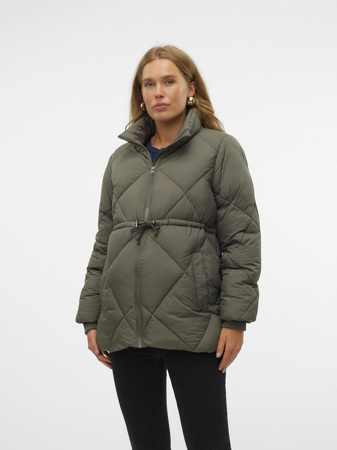 MAMALICIOUS Female Jacke Hoch geschlossen Gerippte Ärmelbündchen Mantel Kambaba L, Kambaba L