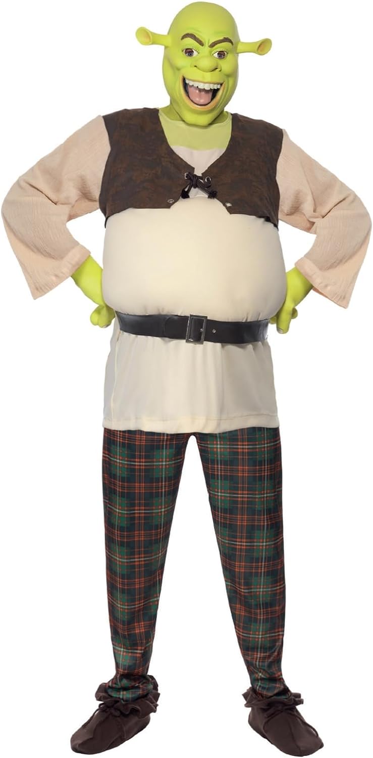 Smiffys Shrek Costume, Green with Top, Trousers, Hands & Mask, Officially Licensed Shrek Fancy Dress