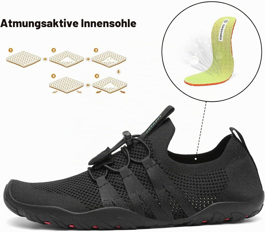 SAGUARO Unisex-Erwachsene Badeschuhe Atmungsaktiv Dicke Sohle Gr.36-46 40 EU Signal Schwarz, 40 EU S