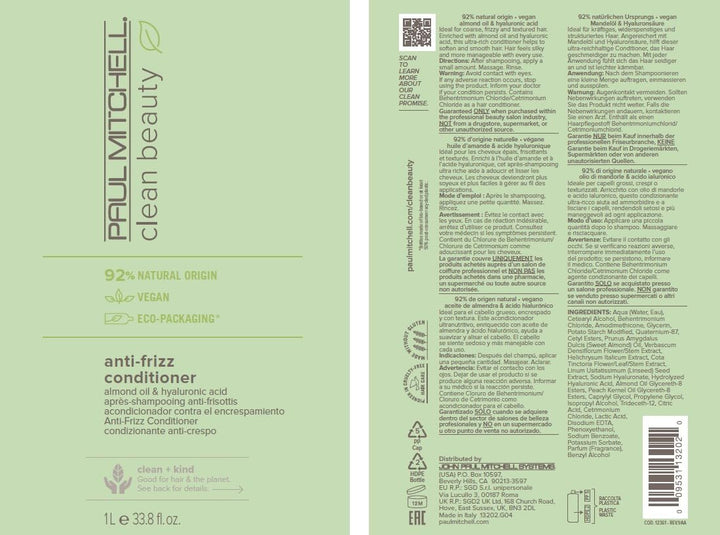 Paul Mitchell Clean Beauty Smooth Anti-Frizz Conditioner – Vegane Pflege-Spülung Für Geschädigtes Ha