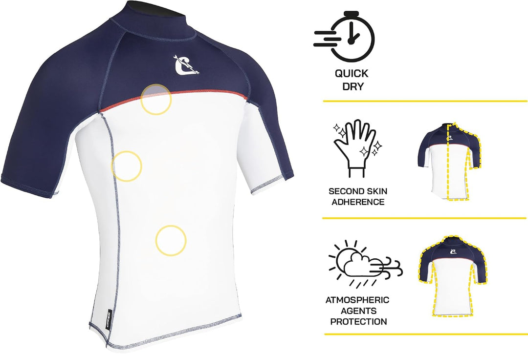 Cressi Shield Man Rash Guard Short/Sl Schützender Rashguard für SUP und Wassersport Blau/Royalblau X