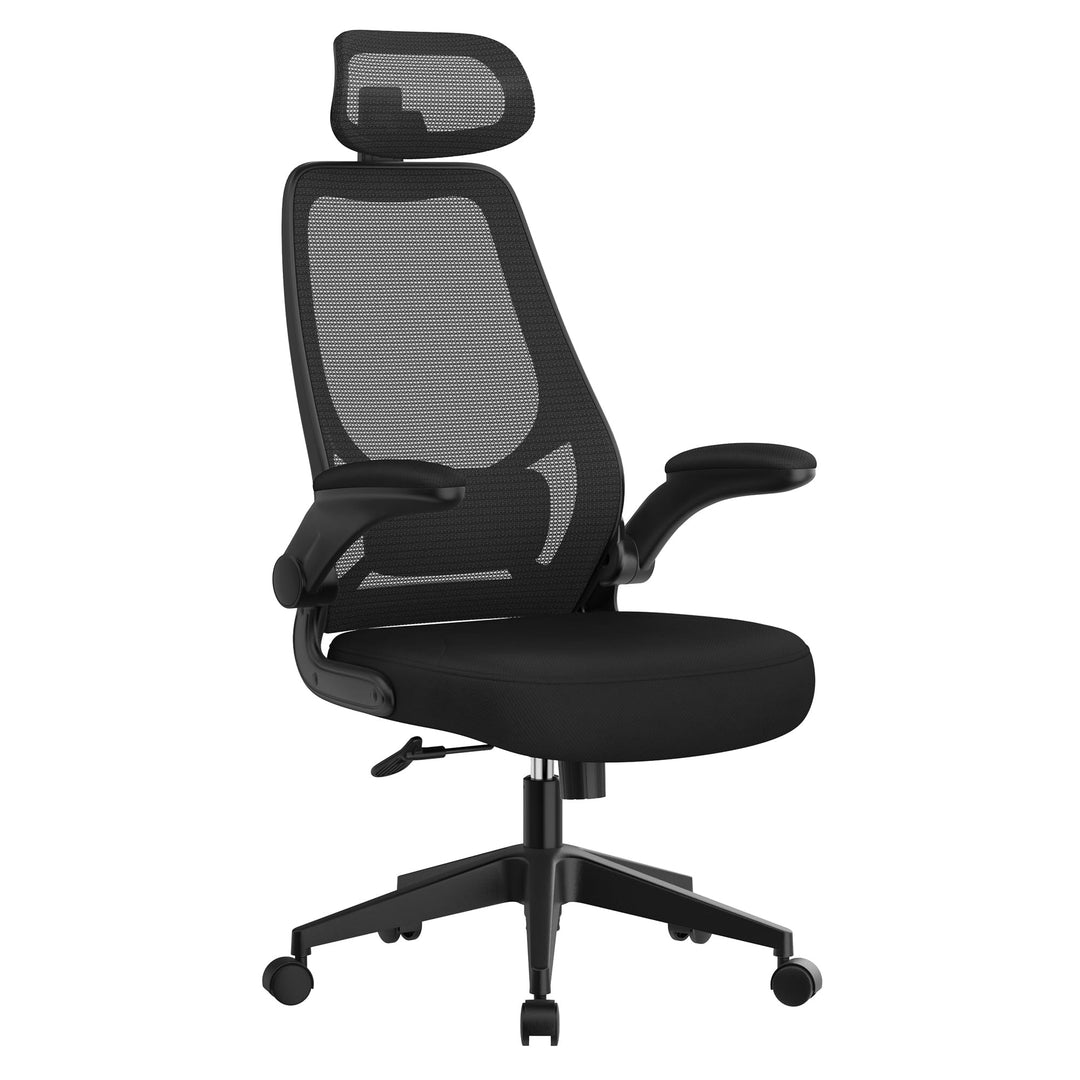 SONGMICS Bürostuhl, ergonomischer Stuhl, Drehstuhl, verstellbare Armlehnen und Kopfstütze, aus atmun