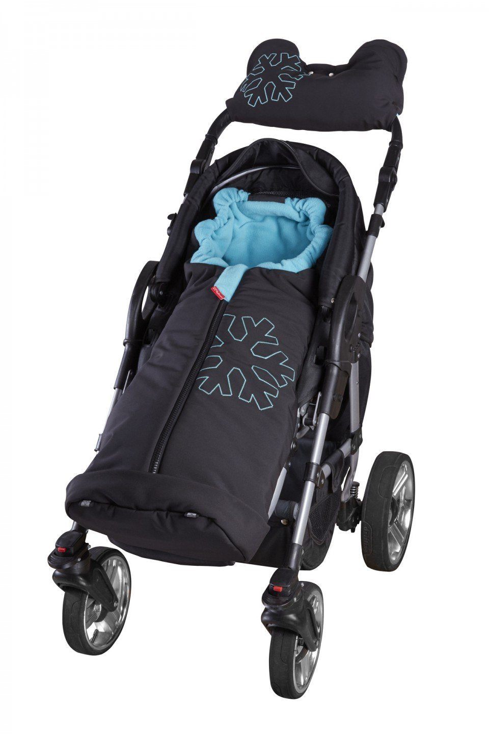 ByBoom - Softshell Winterfusssack Thermo Aktiv für Kinderwagen und Buggy, Farbe:Schwarz/Aqua, Schwar