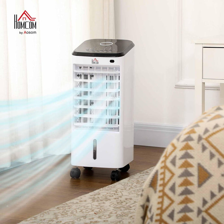 HOMCOM 3 in 1 Mobile Luftkühler mit Wasserkühlung und Luftbefeuchtung 3,5L Wassertank 60°oszillieren