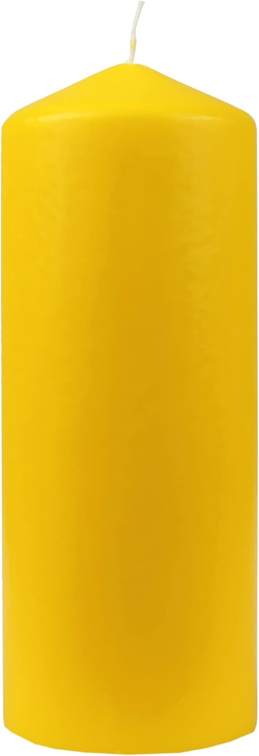 HS Candle Stumpenkerzen Wachskerzen Ø8cm x 20cm (3er Pack) Gelb - Lange Brenndauer, Hergestellt in E