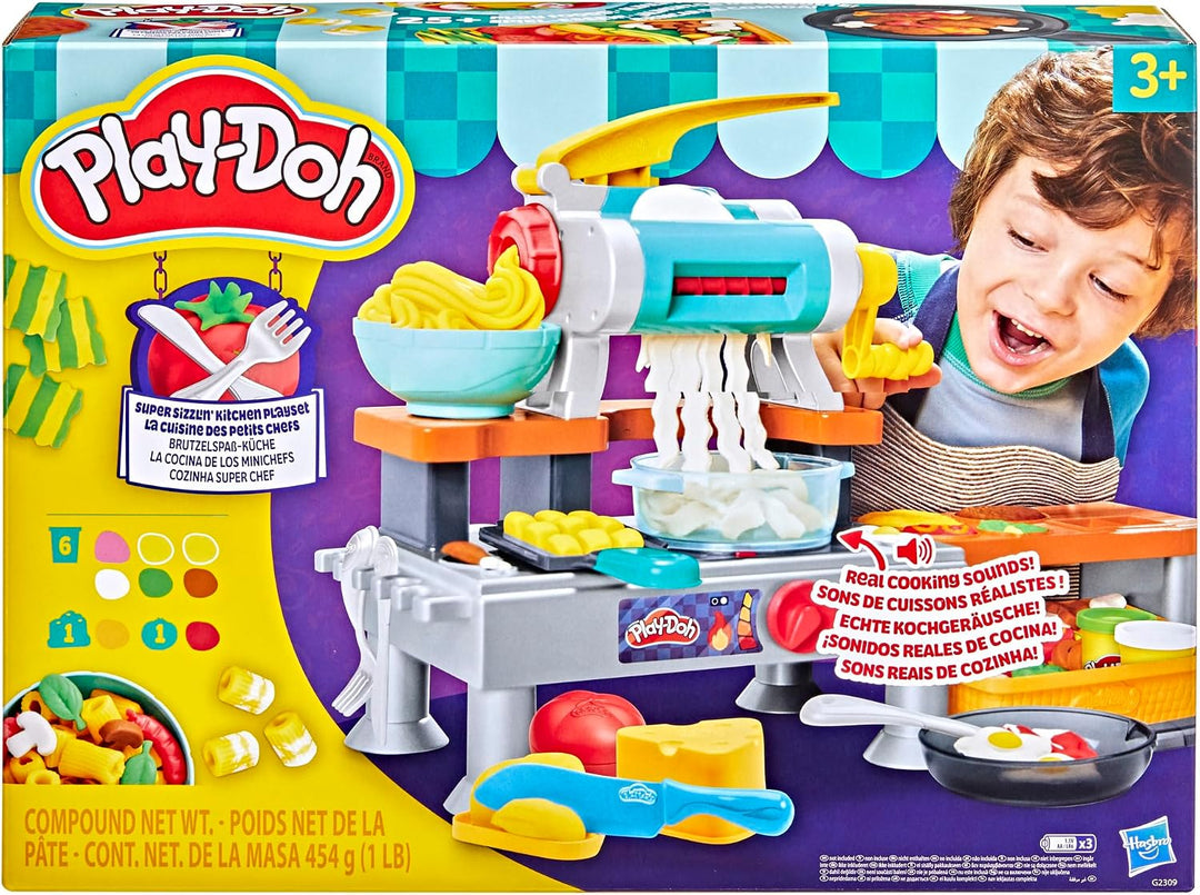 Play-Doh Brutzelspass-Küche, Spielset mit realistischen Kochgeräuschen, mehr als 25 Spiel-Snacks zum