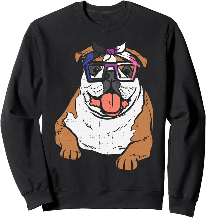 English Bulldog Bandana LGBTQ Genderfluid Flag Non-Binary Sweatshirt
