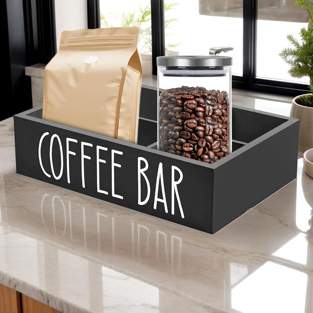 Gewürz-Aufbewahrungsbox mit herausnehmbaren Regalen, Kaffeestations-Organizer für Tee, Tassen und Zu