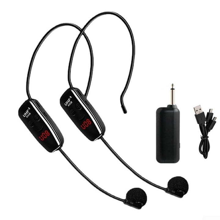 SPORTARC Wireless Headset Mikrofon Set, UHF Wireless Mikrofon USB Wiederaufladbar Dual Headset Syste