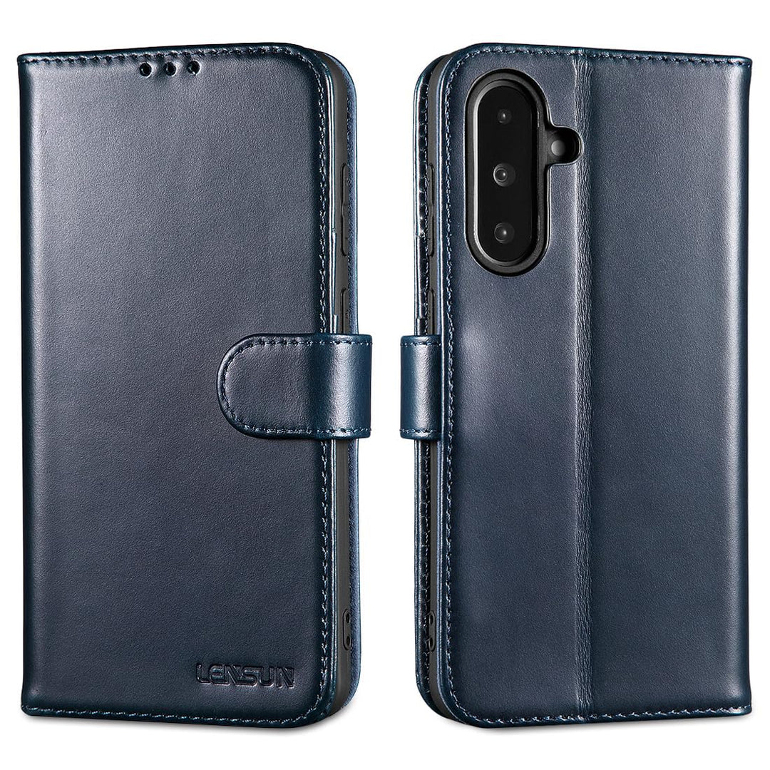 LENSUN Hülle für Samsung Galaxy A36 Echtleder, Flip Handyhülle [Premium Echtes Leder][Kartenfach] Sc
