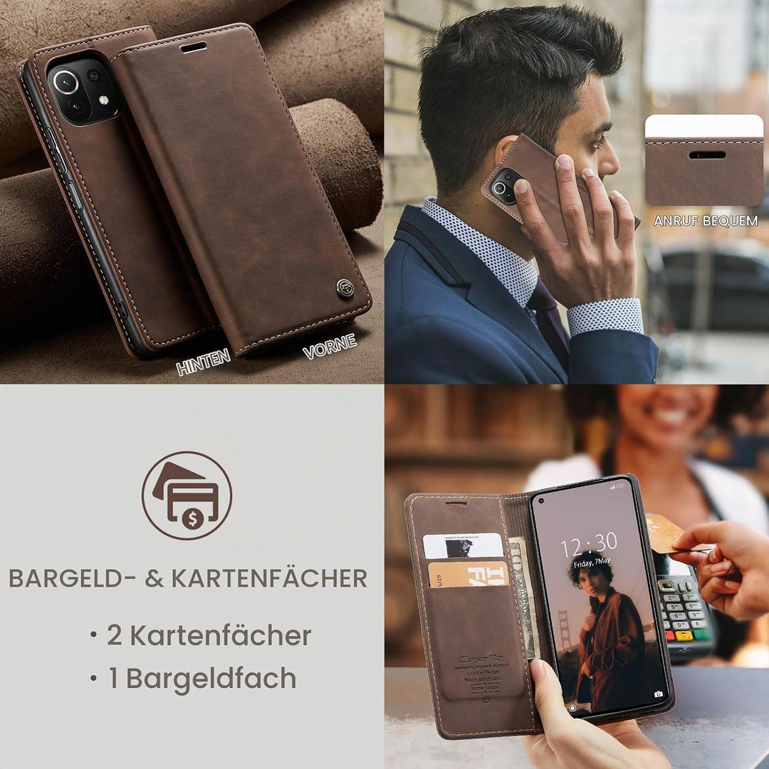 Handyhülle für Xiaomi Mi 11 Lite 4G / 5G / NE Hülle, Klapphülle Premium Lederhülle Klappbar Flip Cas