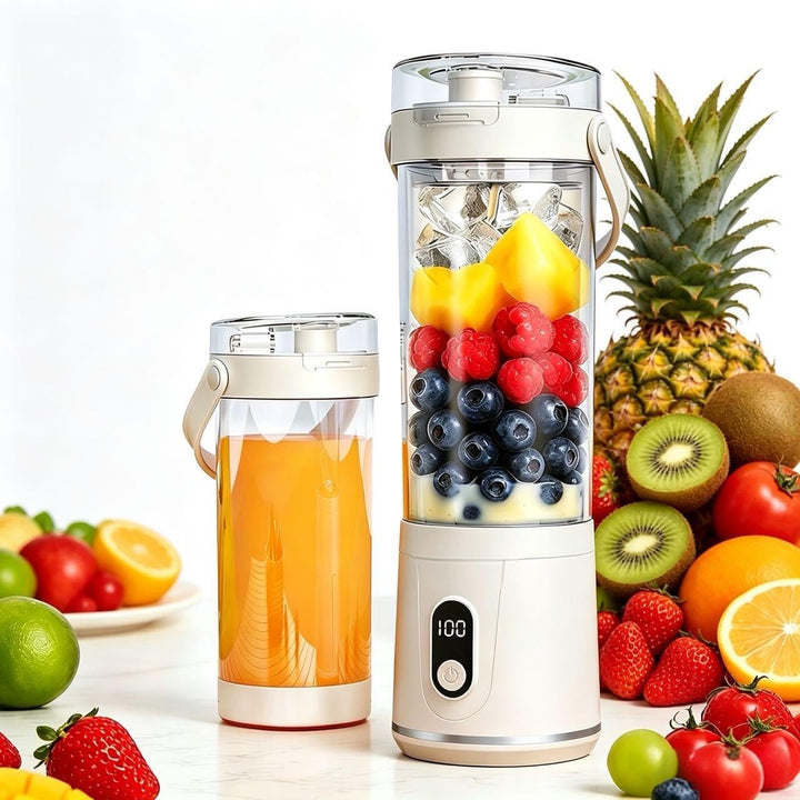 Tragbarer Mixer mit Trinkdeckel, 600ml Smoothie-Maker to Go Persönlicher für Mixer Zuhause Küche Fit