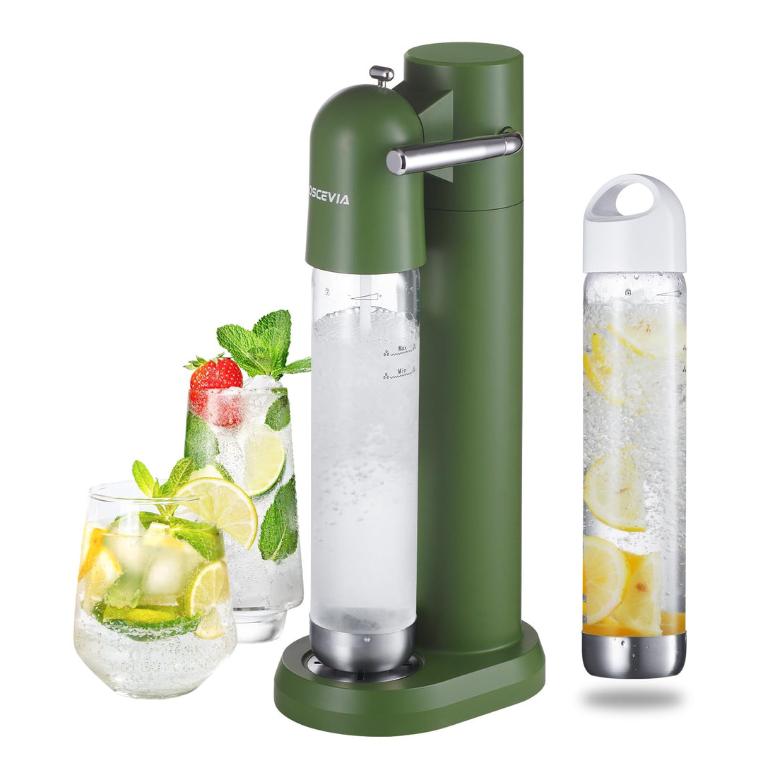 Wassersprudler mit Kunststoffflasche (1L + 1L) – Sprudelautomat für Zuhause, Sprudelwasser Maschine,