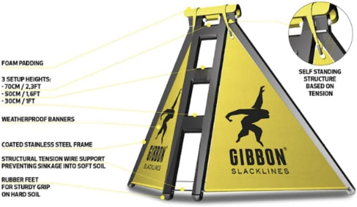 Gibbon Slacklines Slackframe, pulverbeschichtetes Metallgestell, Slackline-Gerüst für Slacklinen ohn