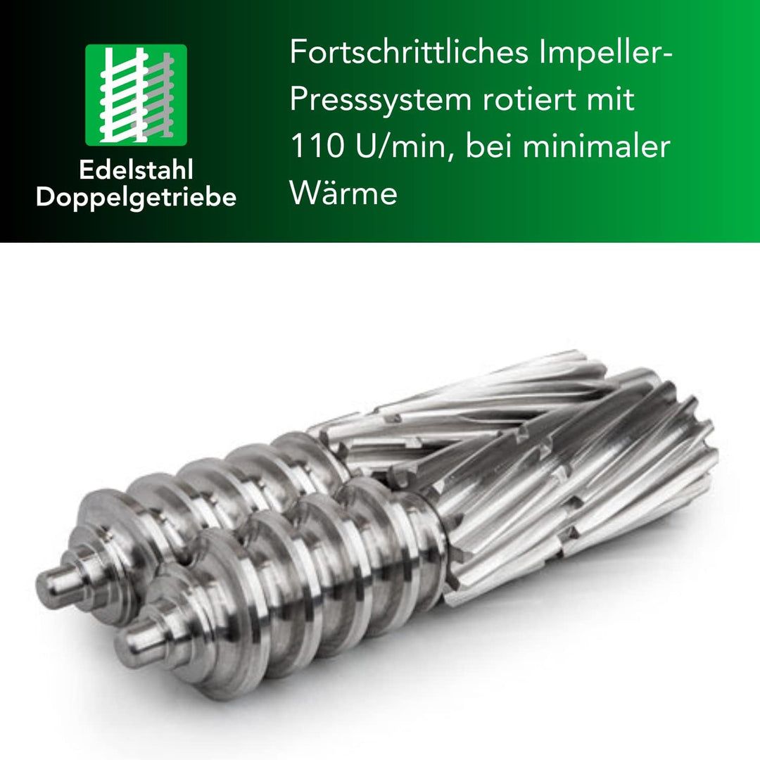 Tribest Greenstar Pro Entsafter Slow Juicer (Grau) – 200W Saftpresse elektrisch mit Keramikschnecke