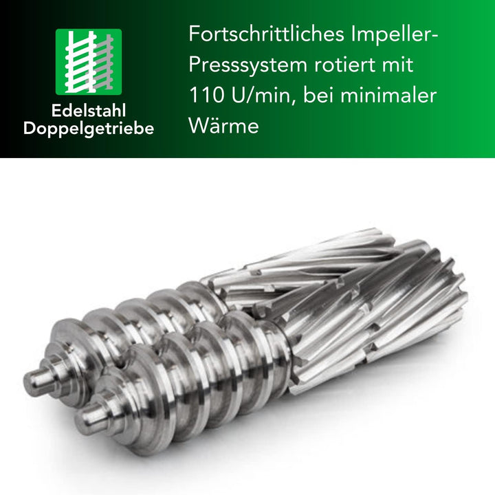Tribest Greenstar Pro Entsafter Slow Juicer (Grau) – 200W Saftpresse elektrisch mit Keramikschnecke