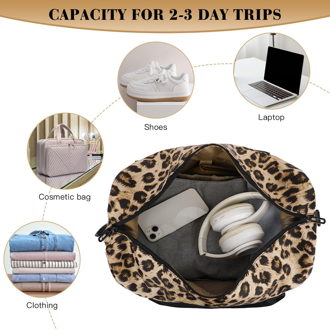 Sporttasche mit Leopardenmuster für Reisen, Faltbare Handgepäcktasche, kleine/mittlere Wochenendtasc