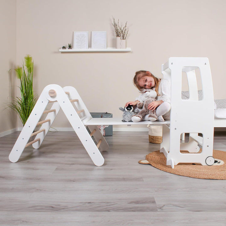 babybay Rollensatz mit Gummierung für Lernturm Littlefoot, weiss lackiert 9,2 x 9,2 x 1,8 cm Weiss L