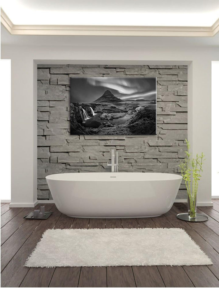 Pixxprint Kirkjufell Wasserfall als Leinwandbild/Grösse: 100x70 / Wandbild/Kunstdruck/fertig bespann