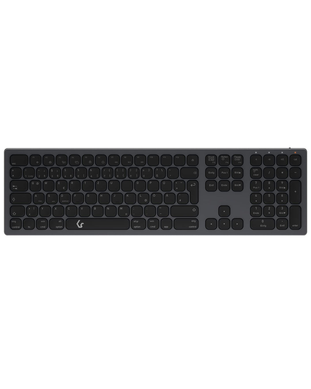 KeySonic Kabellose Bluetooth-Tastatur für Windows/MacOS/Android, Deutsches QWERTZ-Layout, Schwarz