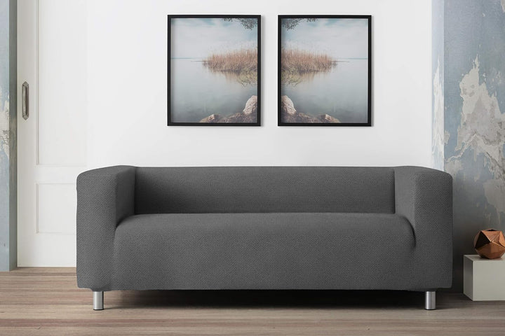 Sofabezug, Modell Klippan, hohe Arme, Sofa, elastisch, weich, New York, Farbe 10 Grau, Farbe 10 Grau