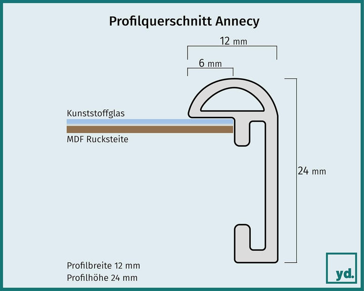 yd. Your Decoration - Bilderrahmen DIN A2 42x59,4 cm - Braun - Bilderrahmen aus Kunststoff mit Antir