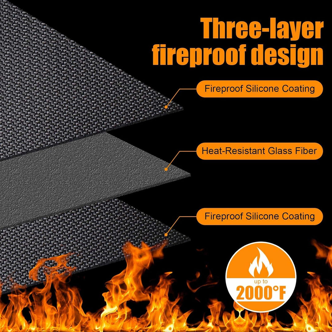 THMINS 152X122CM Extra Large Grill Mat for Outdoor Grill - Fireproof Deck and Patio Protector, Water