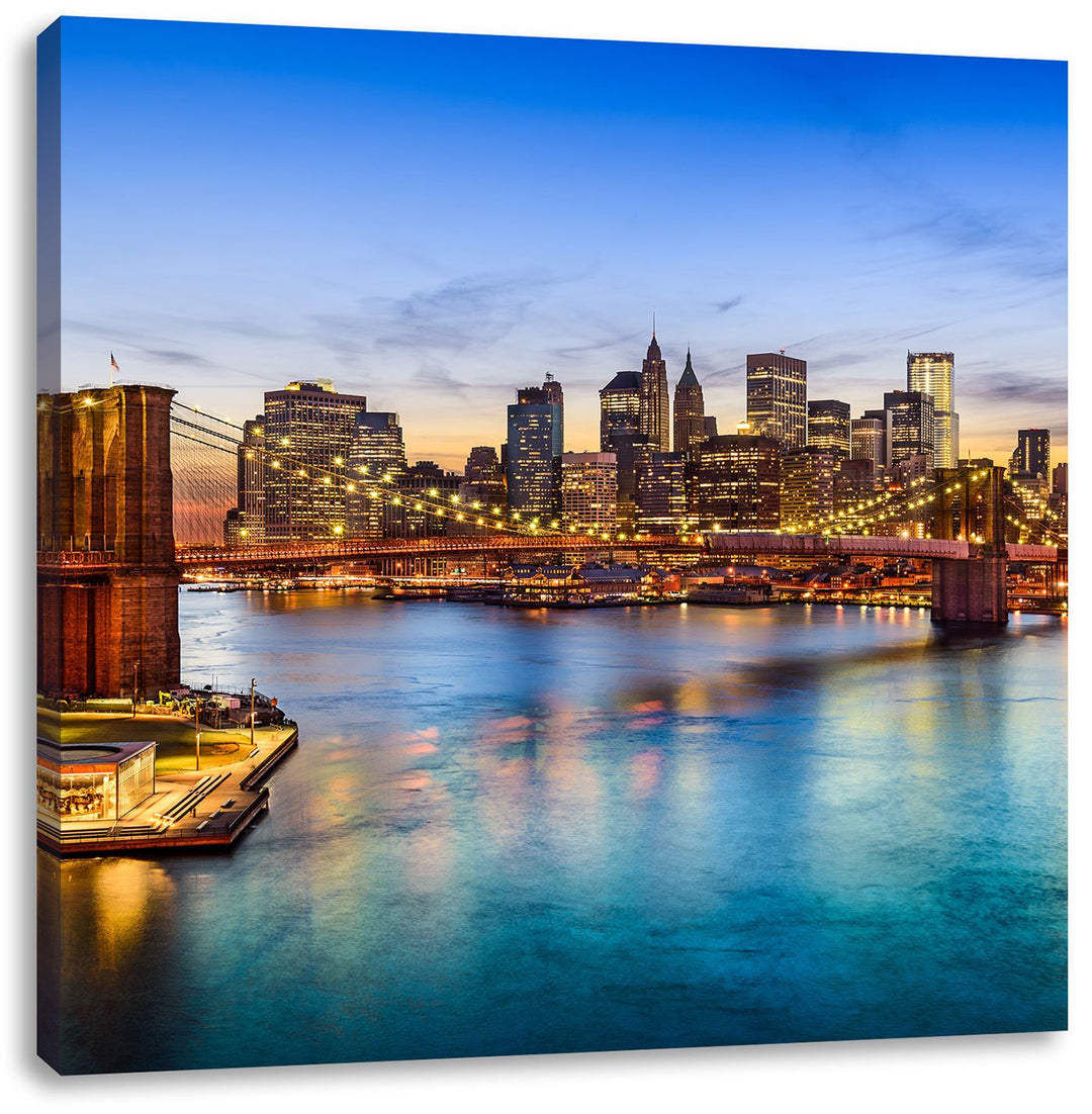 Pixxprint Atemberaubender Blick auf Brooklyn Bridge, Format: 70x70 auf Leinwand, 70x70