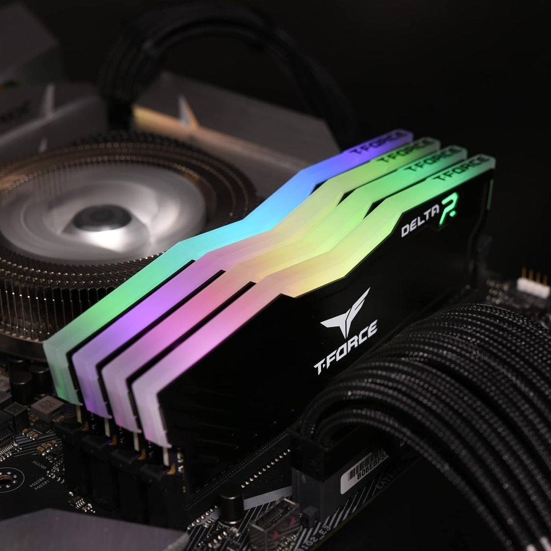 TEAMGROUP Team T-Force Delta RGB DDR4 Gaming Memory, 2 x 16 GB, 3200 MHz, 288 Pin DIMM, Black 32GB (
