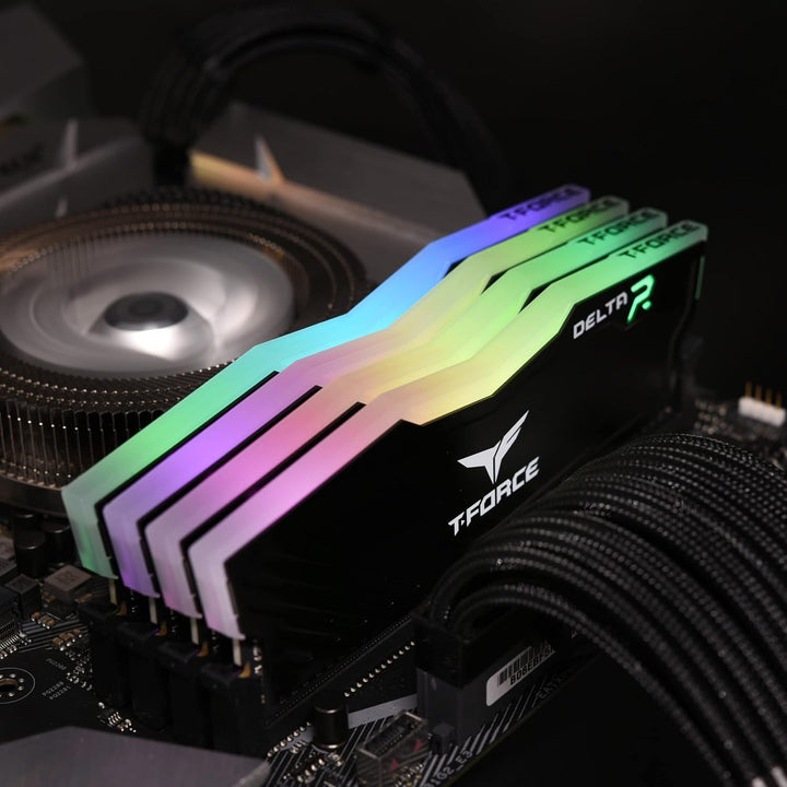 TEAMGROUP Team T-Force Delta RGB DDR4 Gaming Memory, 2 x 16 GB, 3200 MHz, 288 Pin DIMM, Black 32GB (
