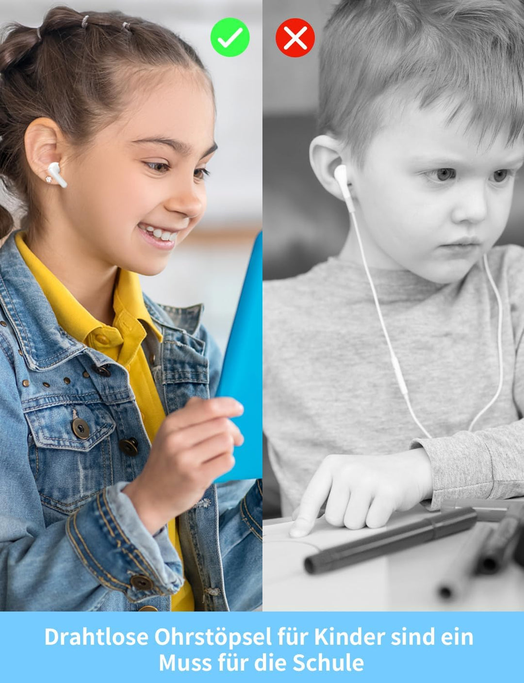 Togetface Pinke Ohrstöpsel, süsse Kitty Cat Bluetooth 5.0 Ohrstöpsel mit Mikrofon, 32 Stunden Spielz