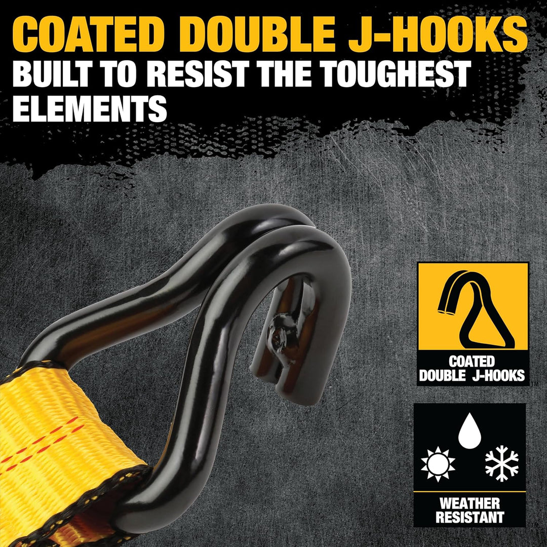 DEWALT DXBC10000J-6PK Spanngurte mit Ratsche, 5,1 x 7,8 cm, mit doppelten J-Haken, robuster Frachttr
