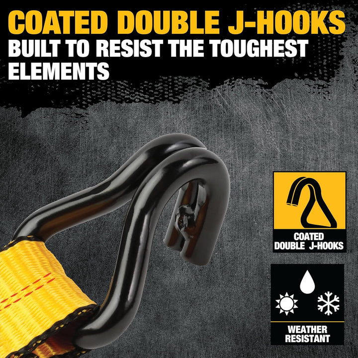 DEWALT DXBC10000J-6PK Spanngurte mit Ratsche, 5,1 x 7,8 cm, mit doppelten J-Haken, robuster Frachttr