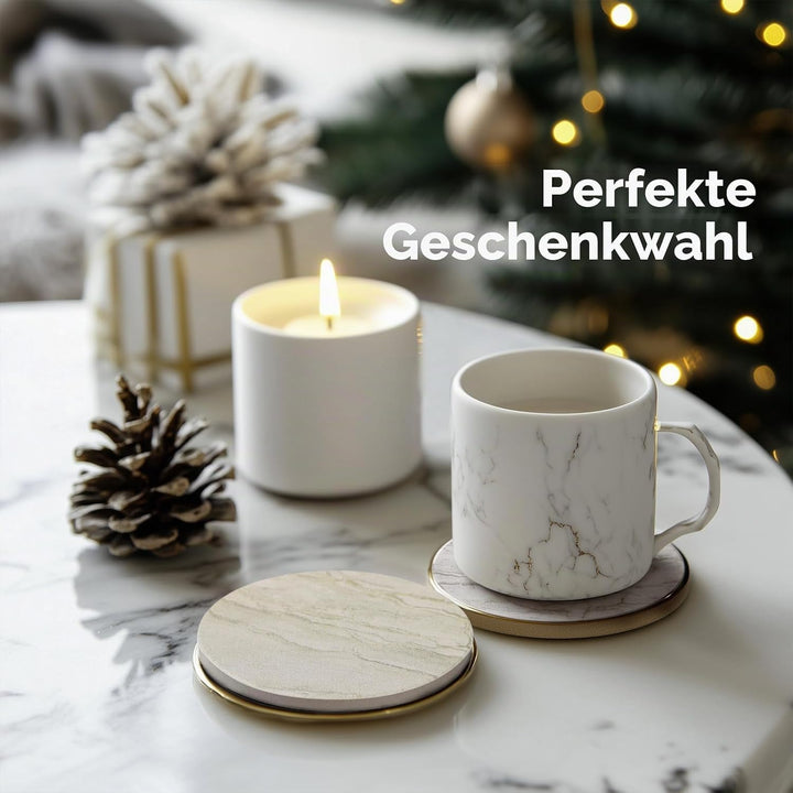 Untersetzer Gläser, Keramik untersetzer 6er Set, Saugfähig Kork Keramik Glasuntersetzer mit Halter f