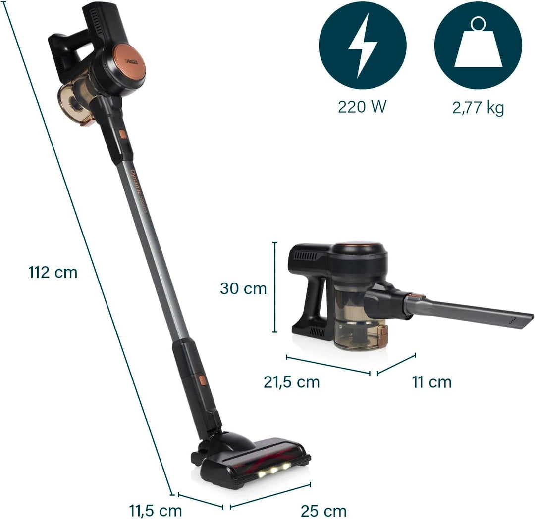 Princess Dynamic Storm – Leistungsstarker bürstenloser Motor – Hygienische Behälterentleerung – 30 m