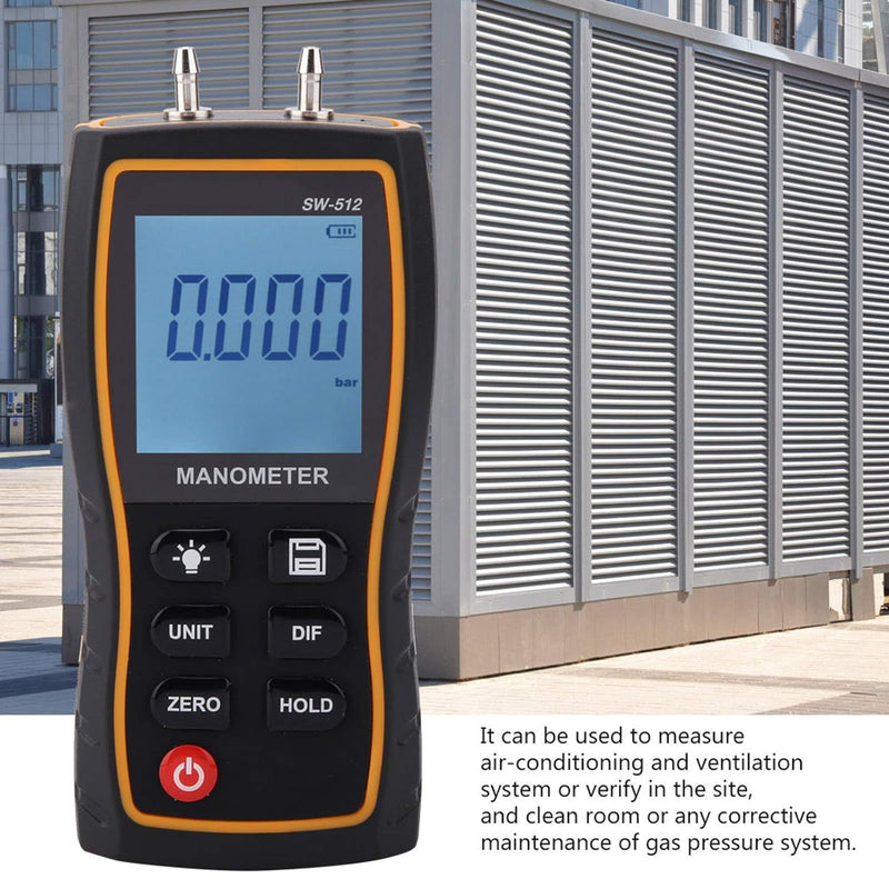 SW-512B Differenzdruckmessgeräte Hochpräzises HLK-Gasdruckprüfgerät Digitalanzeige Manometer Handluf