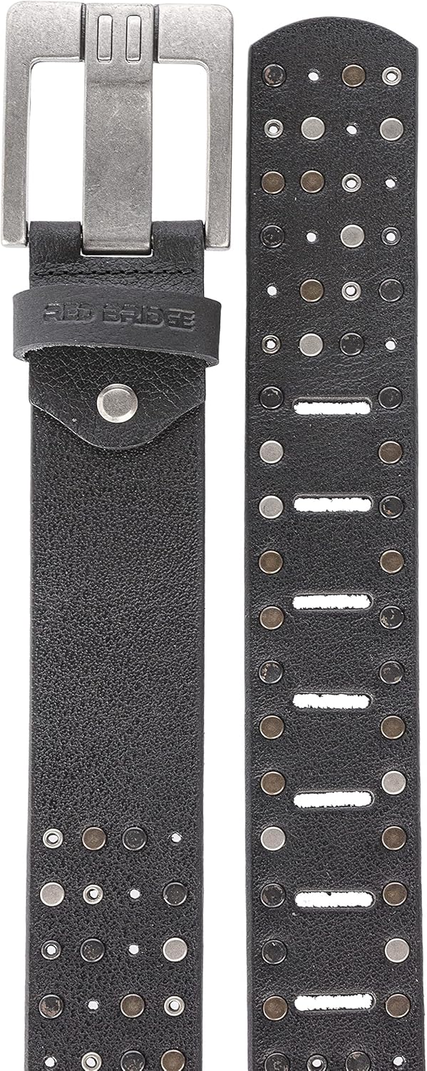 Redbridge Ledergürtel Gürtel mit Nieten Robust und Langlebig 80 Schwarz, 80 Schwarz