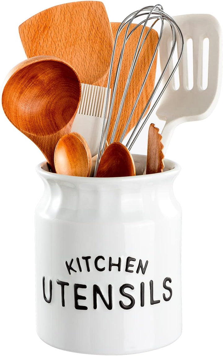 Karisky Kitchen Utensil Holder for Countertop, Solid Ceramic Cooking Utensil Crock Holder for Kitche