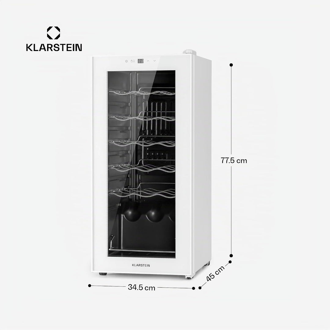 Klarstein Weinkühlschrank, 1 Zonen Getränkekühlschrank Klein, Freistehender Kleiner Weinschrank, 50L