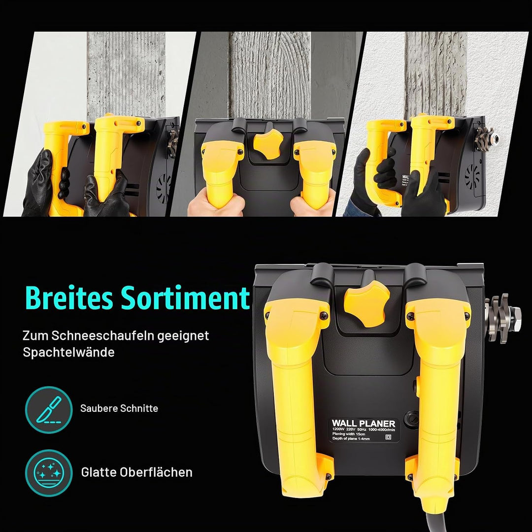 Betonfräse, Sanierungsfräse Elektrische, 220V│1200W│1000-4000r/min, Betonschleifer mit Vakuumsystem,