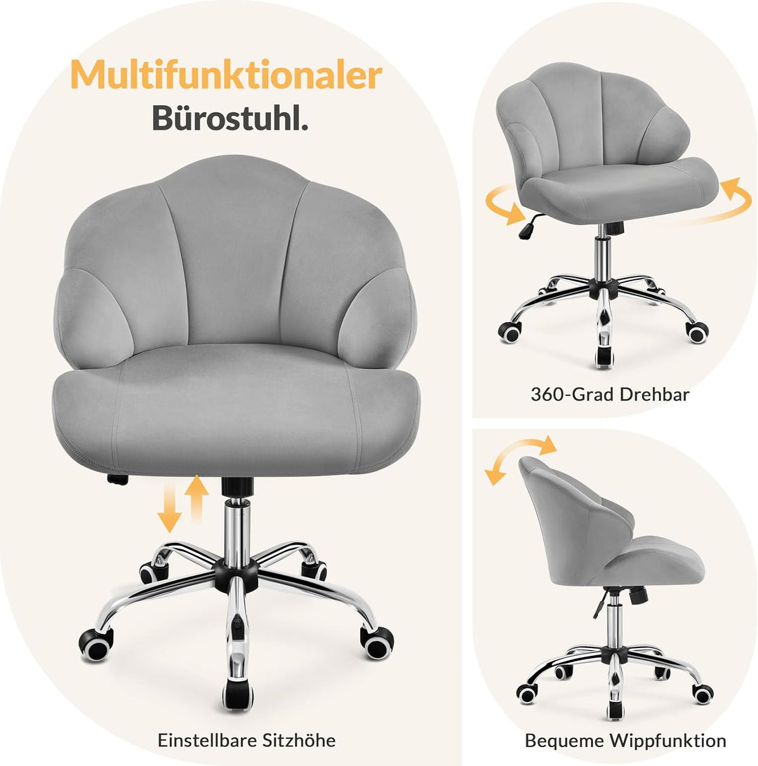 Yaheetech Bürostuhl Ergonomisch Schreibtischstuhl höhenverstellbar Drehstuhl, Bürosessel in Muschelf