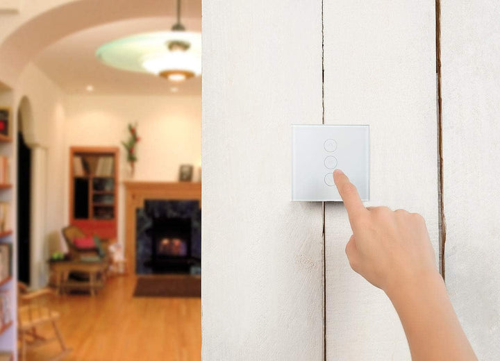 Luminea Home Control Schalter: 2er-Set Touch-Lichtschalter & Dimmer, für Alexa & Google Assistant (L
