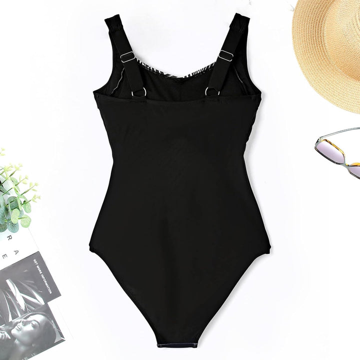 Badeanzug Damen Bauchweg Bademode Push Up Einteiler Badeanzug Sport Swimsuits Monokini Schwarz Badem