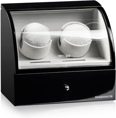 DESIGNHÜTTE® Uhrenbeweger Basel 2 LCD Schwarz für 2 Automatikuhren