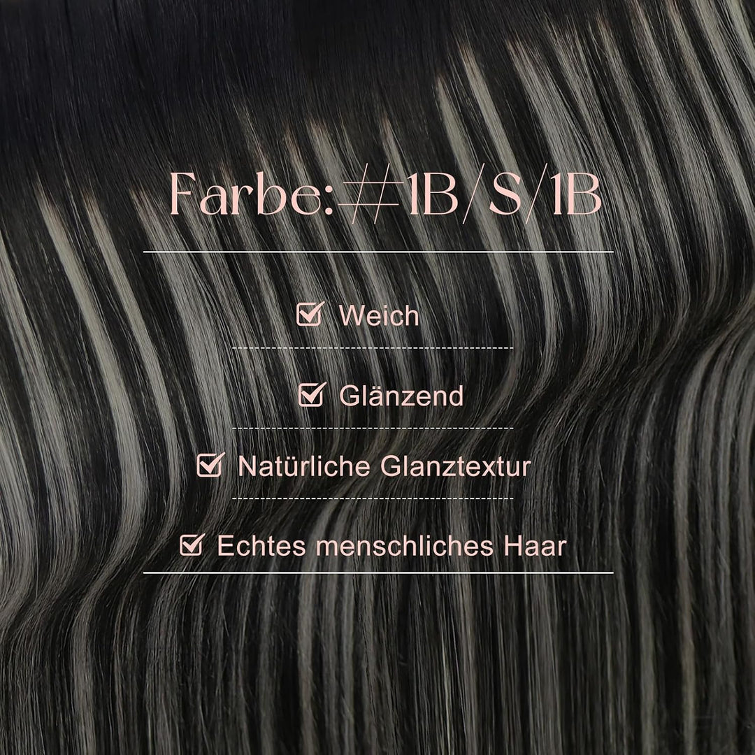Easyouth Extensions Echthaar Tape Balayage Schwarz Natürliche 1b/S/1b 55 cm | Tapes in Extension Rem