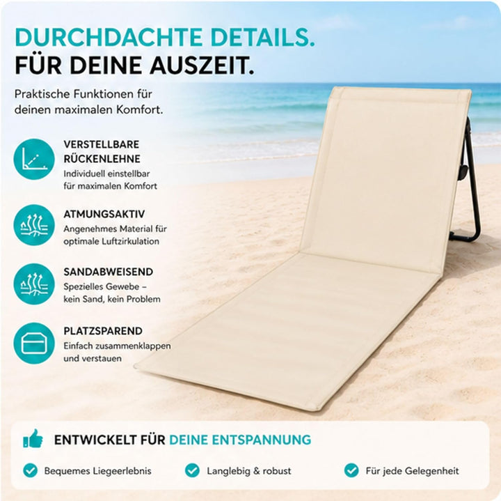 Intimo Living 2er Set Strandliege klappbar leicht – Bequeme Strandmatte mit Rückenlehne – Strandlieg
