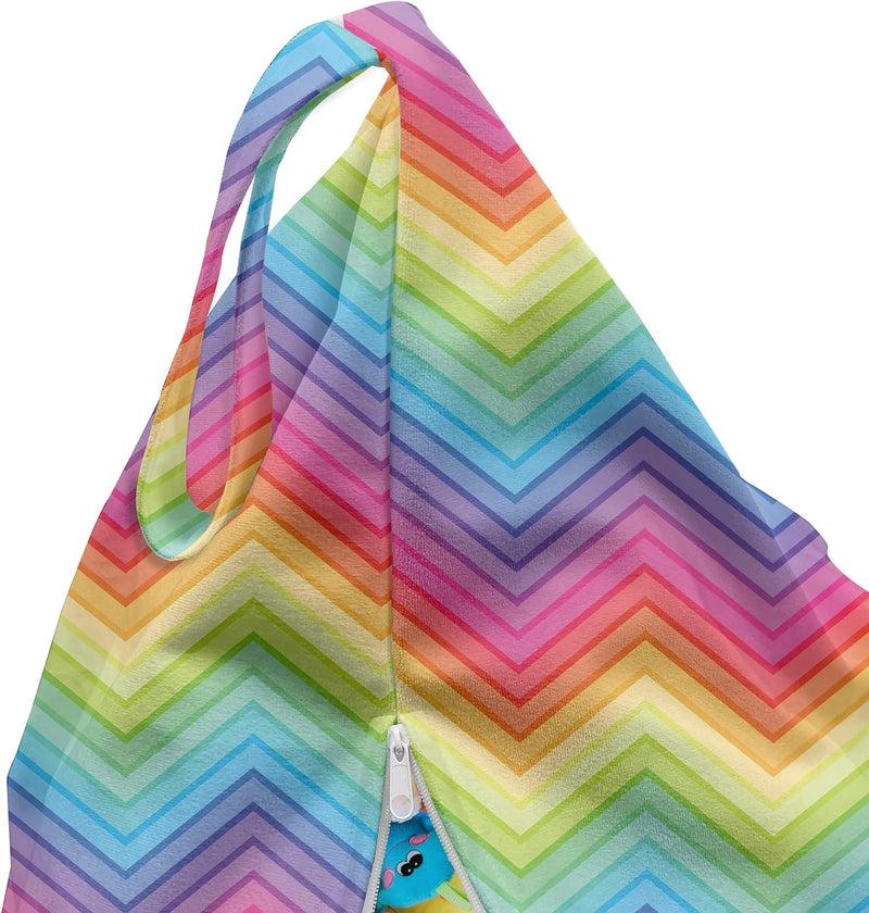 ABAKUHAUS Regenbogen Unicorn Spielzeugtasche Liegestuhl, Bunte Vivid Chevron, Hochleistungskuschelti