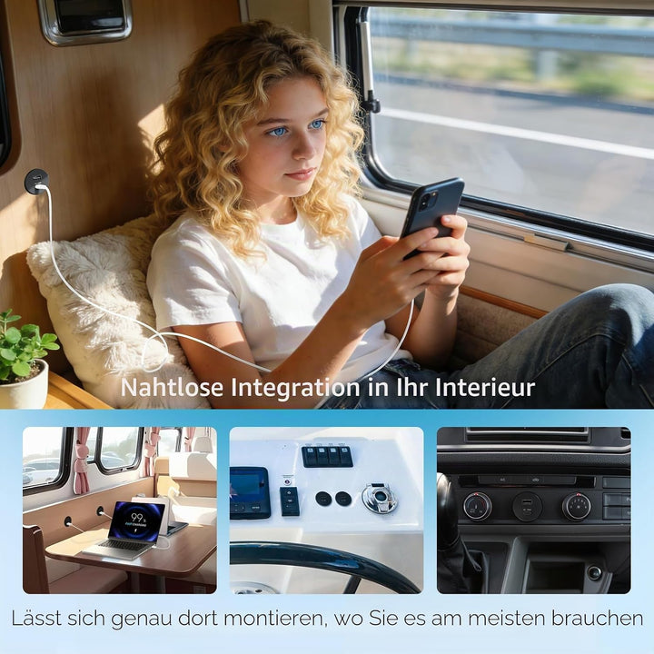 acegoo 12V USB C Steckdose 100W PD &amp; 18W QC, Wohnmobil Auto USB Dose Buchse 12 Volt KFZ Laptop Einba